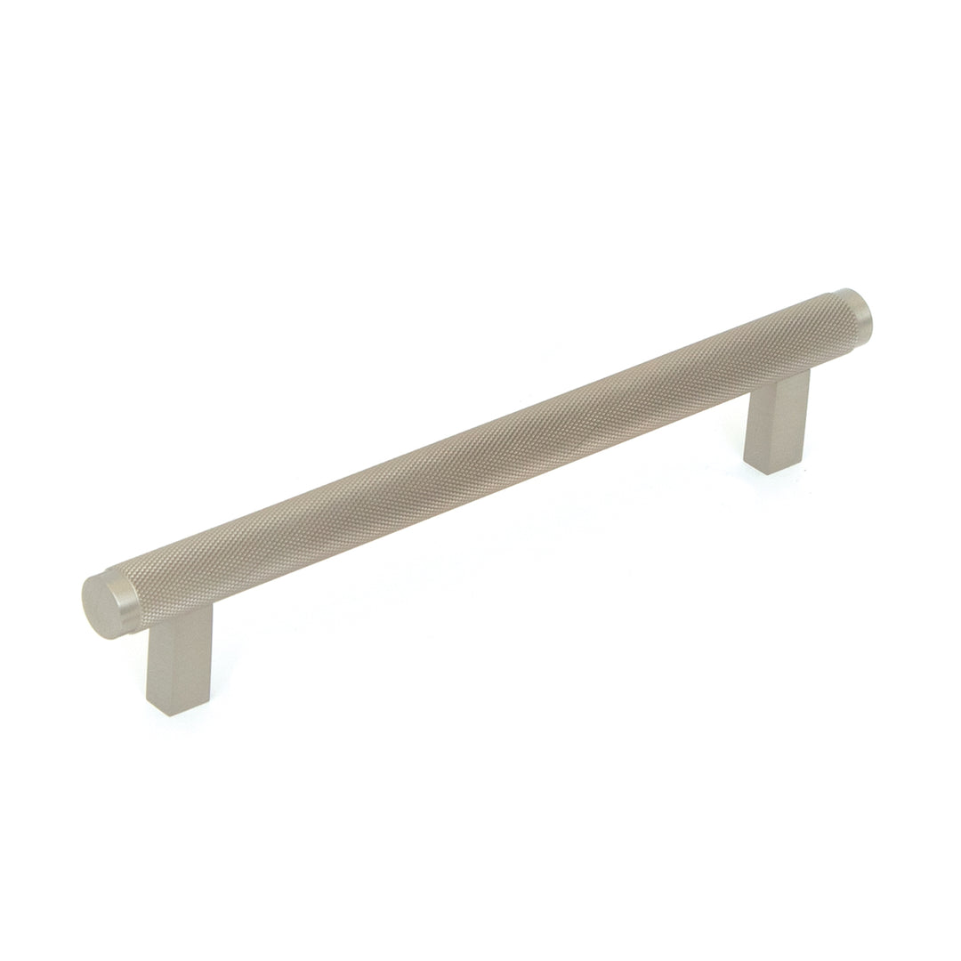 Bellevue Solid Brass Knurled Bar Pull Dull Brushed Nickel 160mm