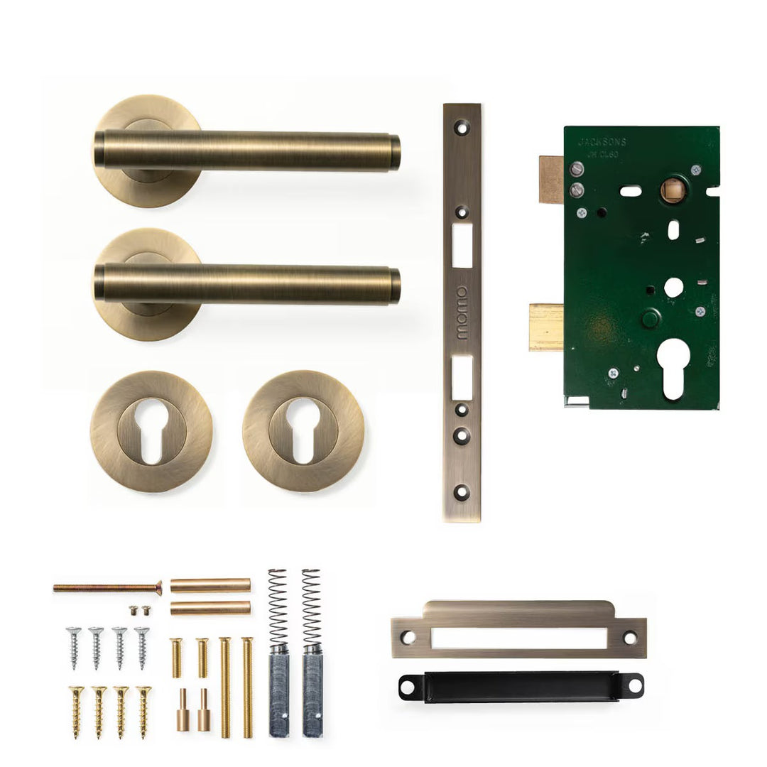 Bellevue Plain Lever Mortice Entrance Set Dark Brushed Brass