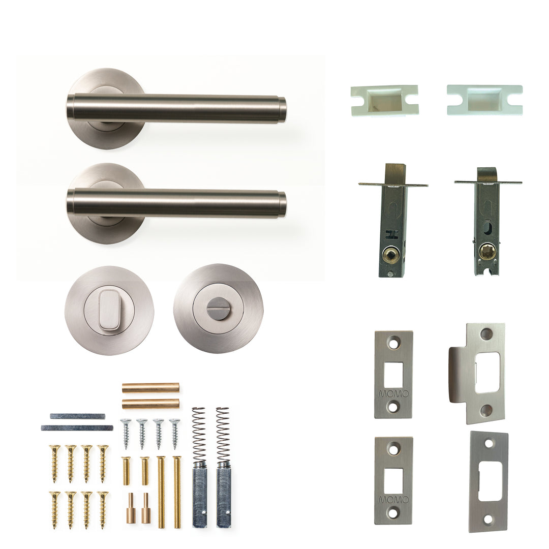 Bellevue Plain Lever Privacy Set Dull Brushed Nickel