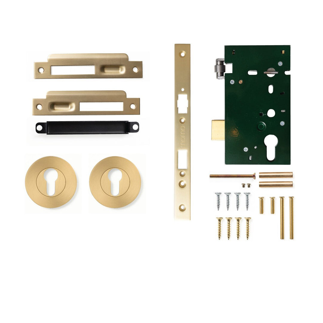 Roller Mortice Entrance Set Brushed Satin Brass