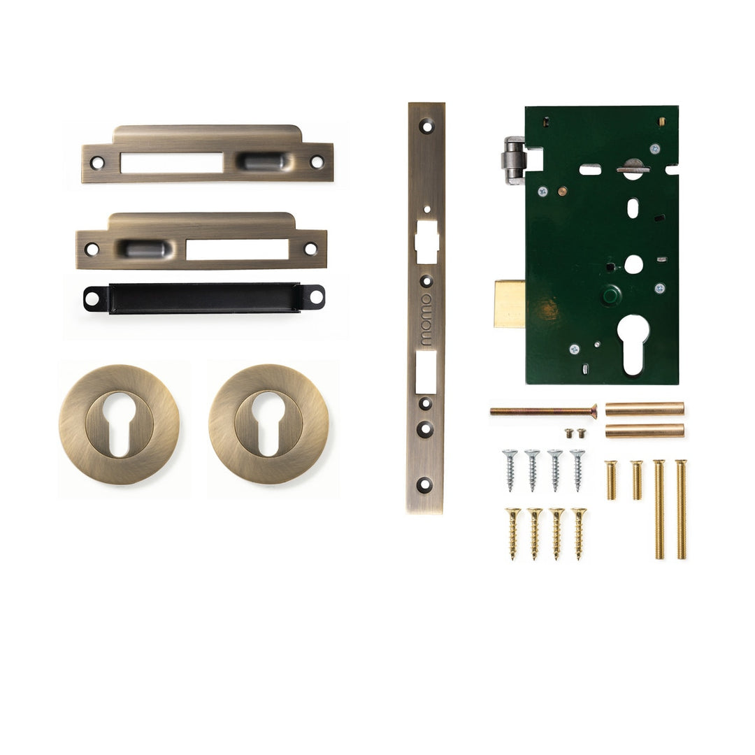 Roller Mortice Entrance Set Dark Brushed Brass