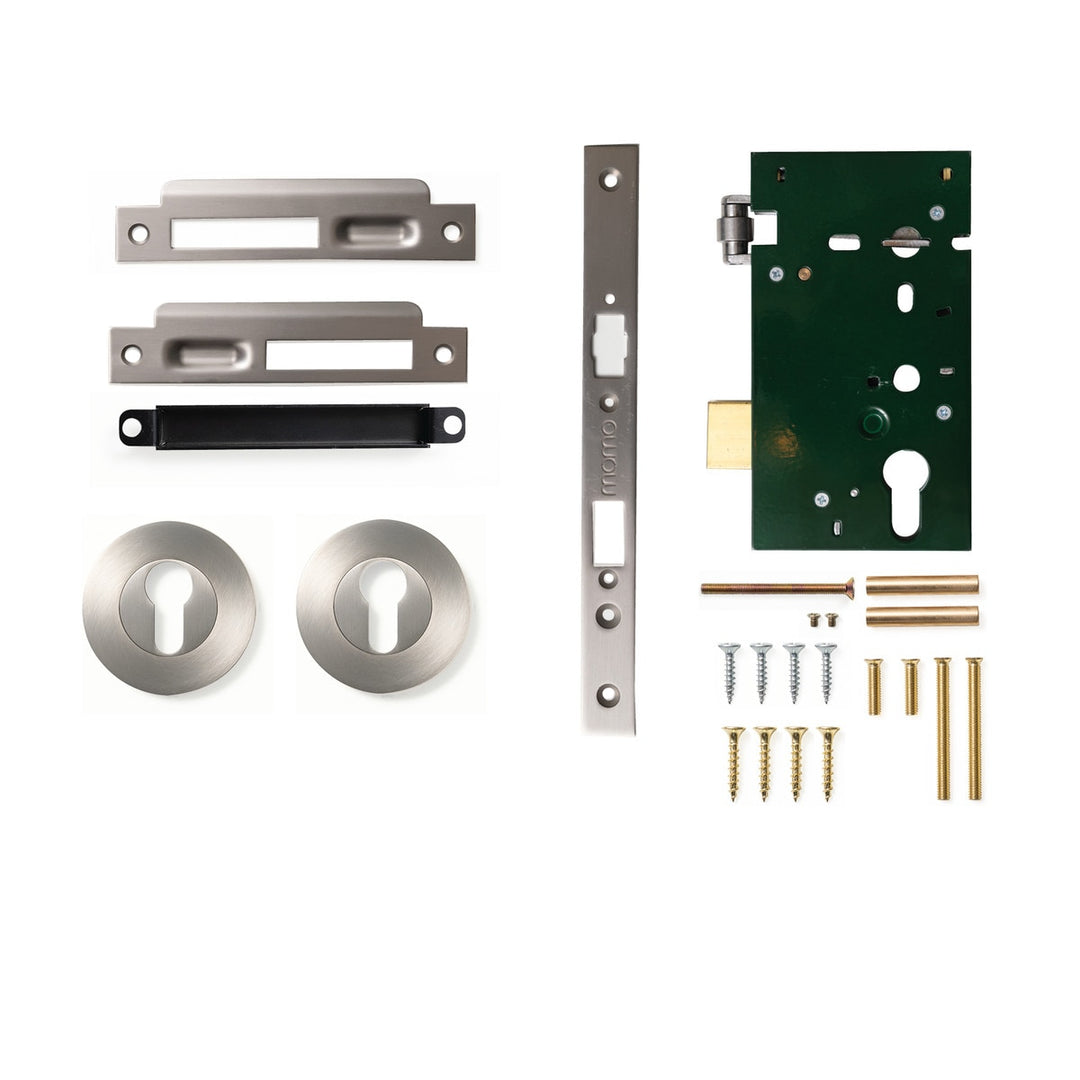 Roller Mortice Entrance Set Dull Brushed Nickel
