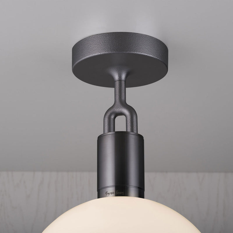 Forked Ceiling / Globe / Opal / Medium / Gun Metal