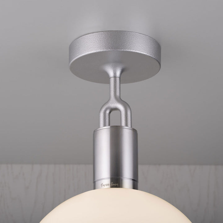 Forked Ceiling / Globe / Opal / Medium / Steel