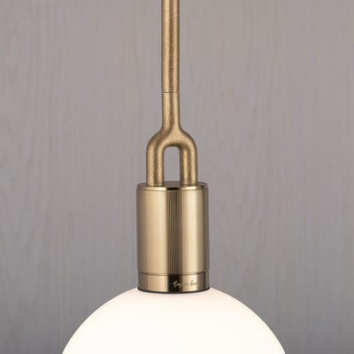 Forked Pendant / Globe / Opal / Medium / Brass