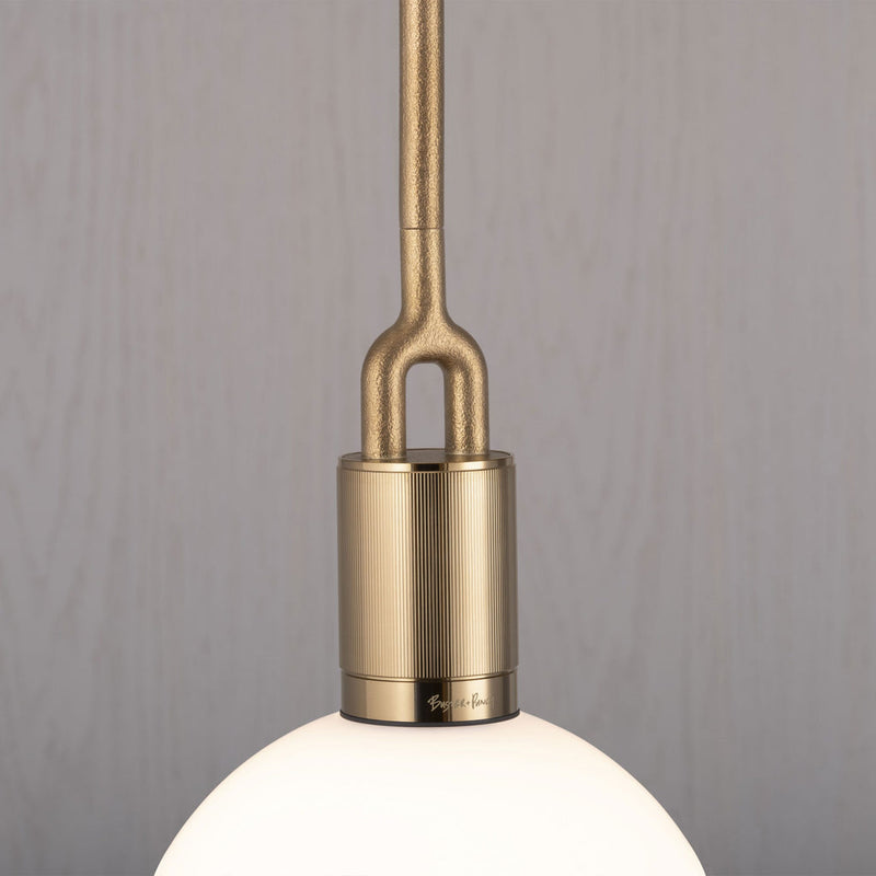 Forked Pendant / Globe / Opal / Medium / Brass