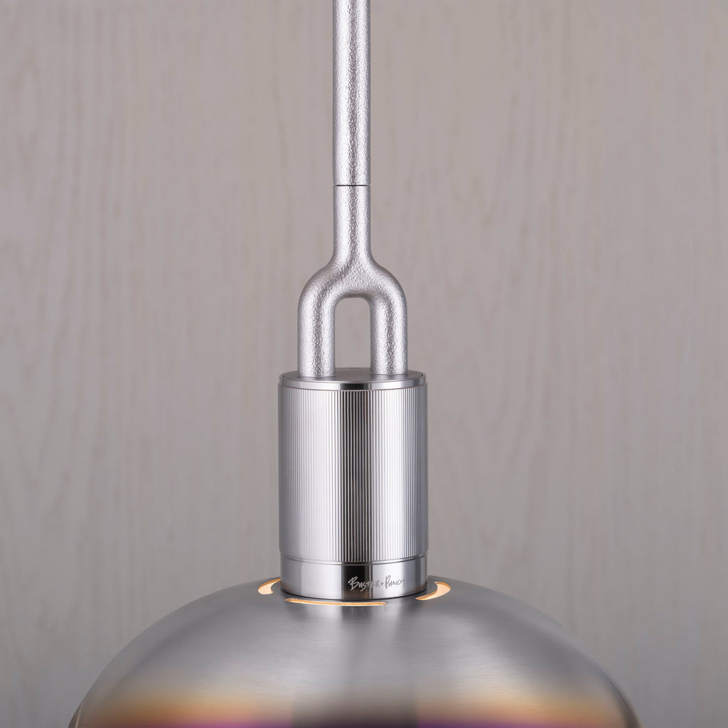 Forked Pendant / Shade / Globe / Smoked / Medium / Burnt Steel