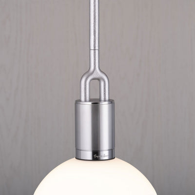 Forked Pendant / Globe / Opal / Large / Steel