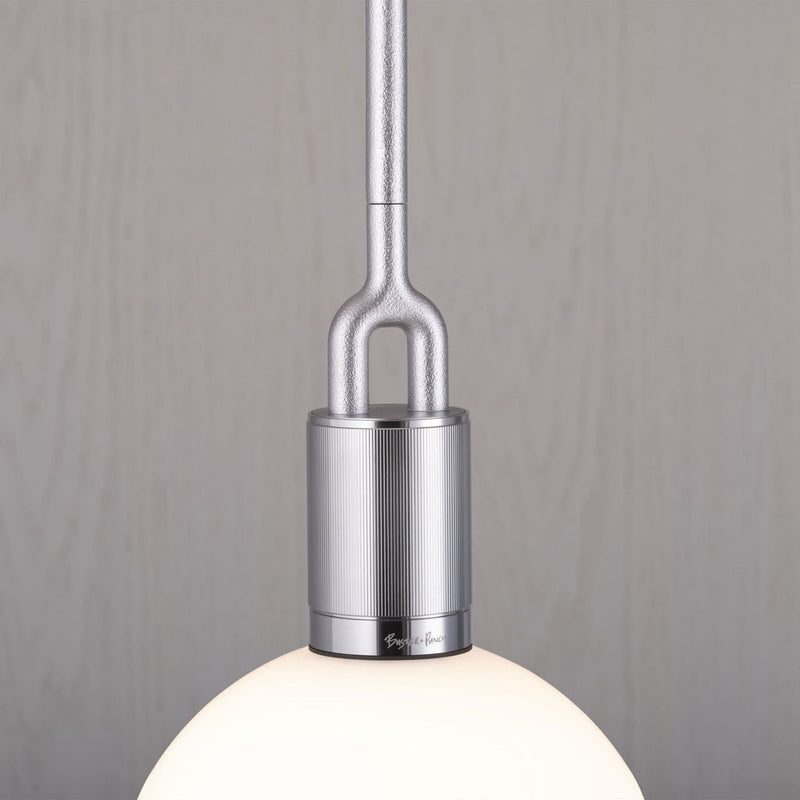Forked Pendant / Globe / Opal / Large / Steel
