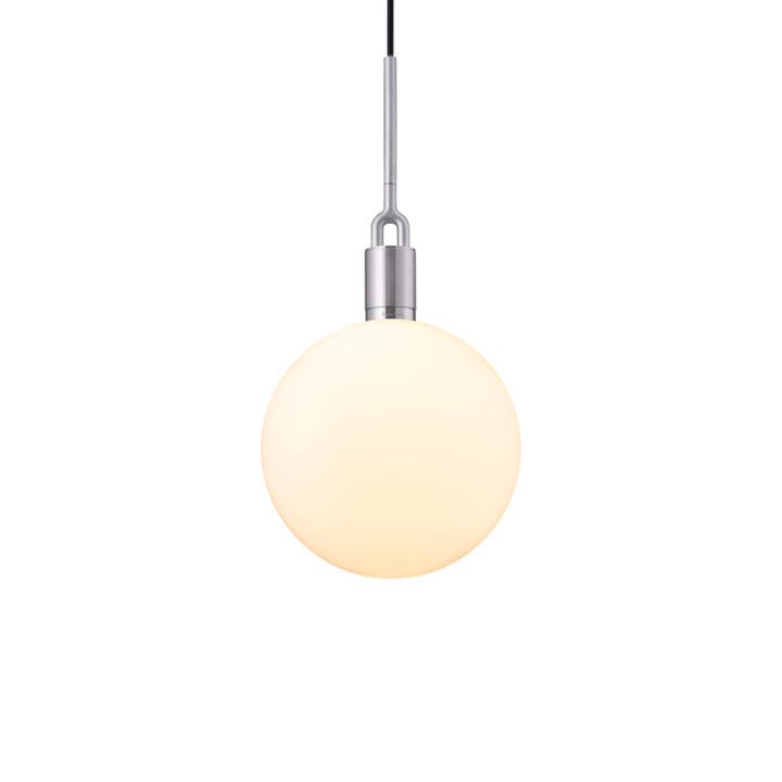 Forked Pendant / Globe / Opal / Large / Steel