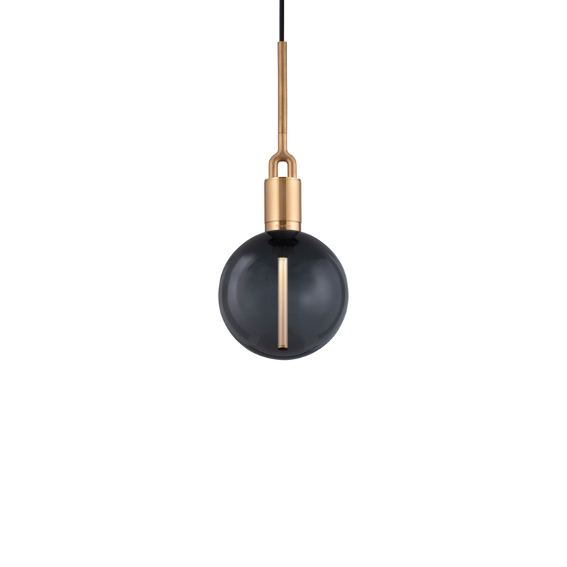 Forked Pendant / Globe / Smoked / Medium / Brass