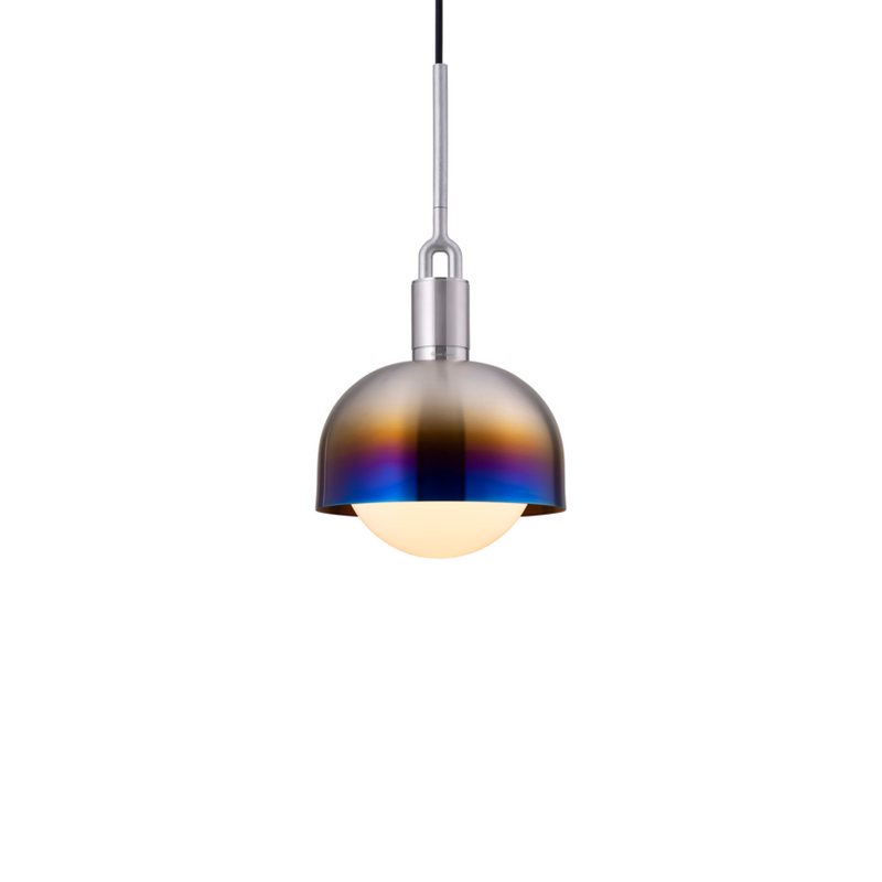 Forked Pendant / Shade / Globe / Opal / Medium / Burnt Steel