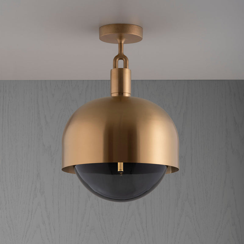 Forked Ceiling / Shade / Globe / Smoked / Large / Brass