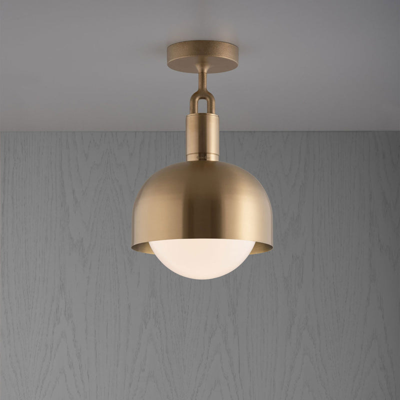 Forked Ceiling / Shade / Globe / Opal / Medium / Brass