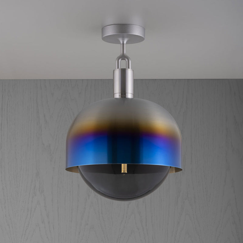 Forked Ceiling / Shade / Globe / Smoked / Large / Burnt Steel