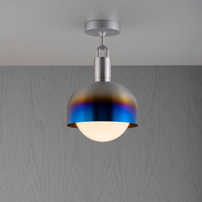 Forked Ceiling / Shade / Globe / Opal / Medium / Burnt Steel