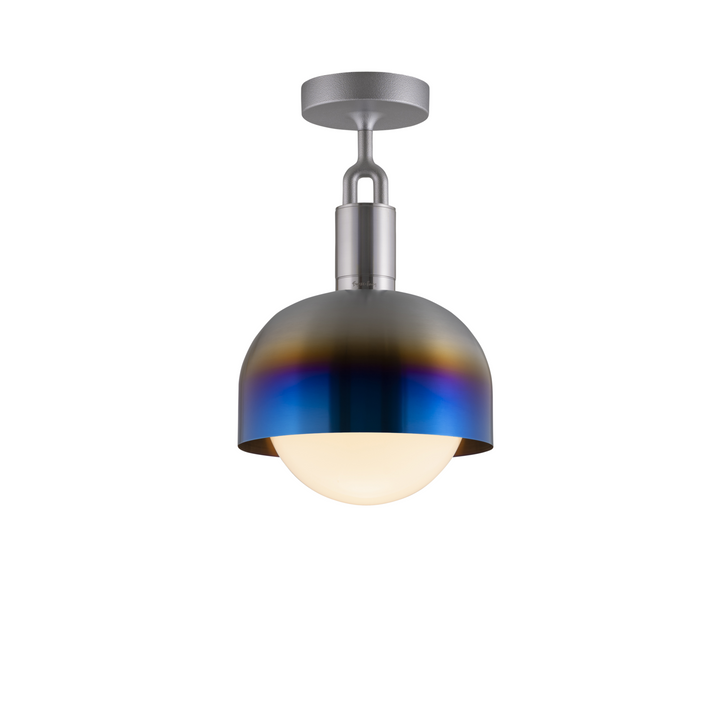 Forked Ceiling / Shade / Globe / Opal / Medium / Burnt Steel