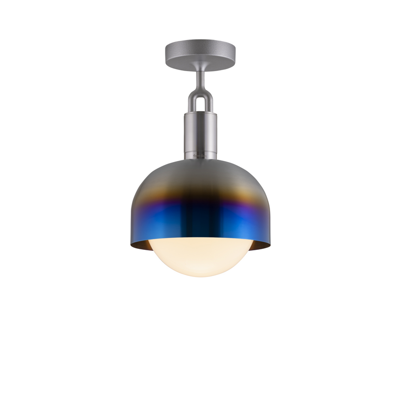 Forked Ceiling / Shade / Globe / Opal / Medium / Burnt Steel