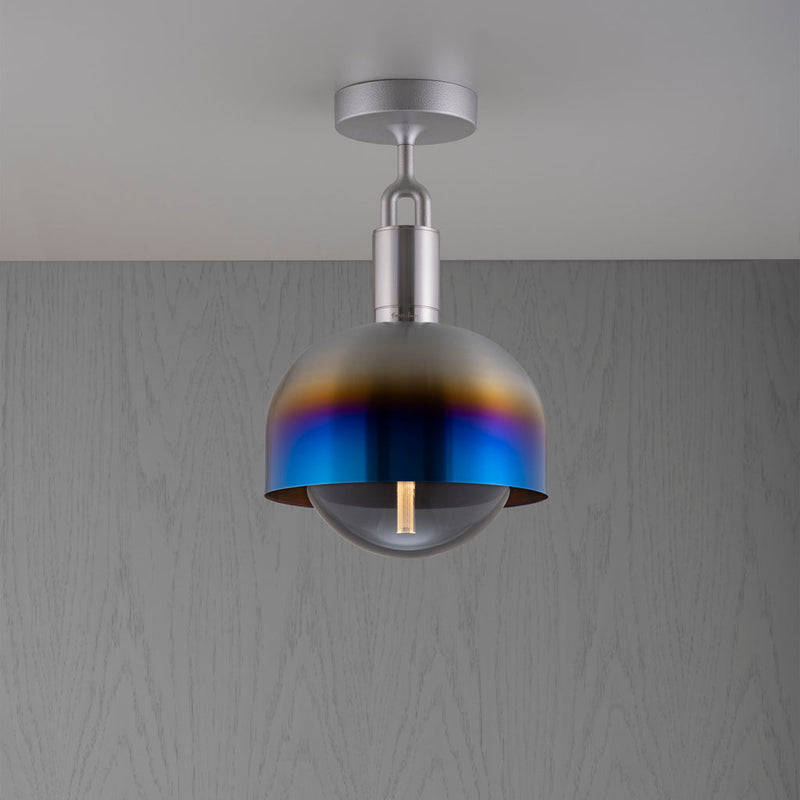 Forked Ceiling / Shade / Globe / Smoked / Medium / Burnt Steel