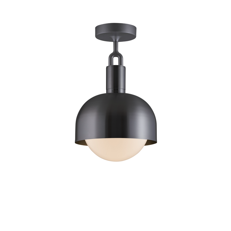 Forked Ceiling / Shade / Globe / Opal / Medium / Gun Metal