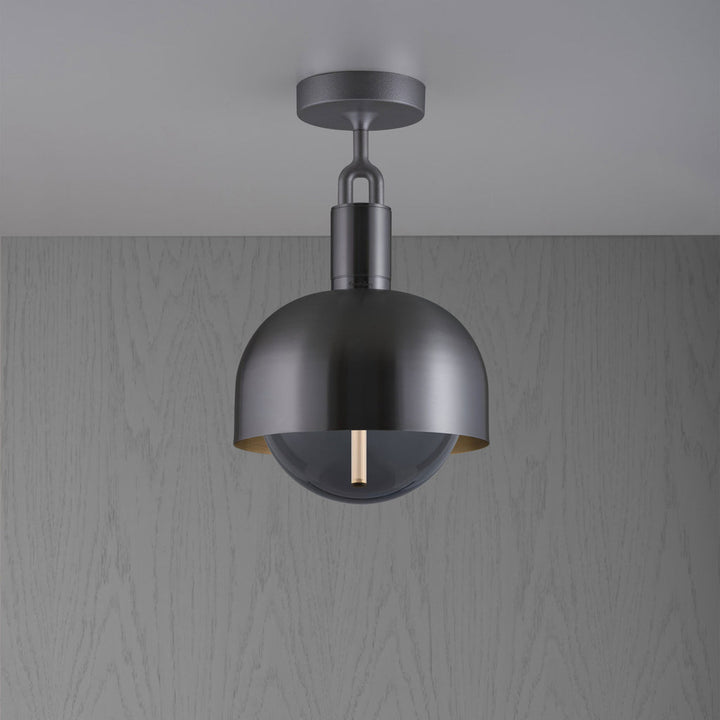 Forked Ceiling / Shade / Globe / Smoked / Medium / Gun Metal
