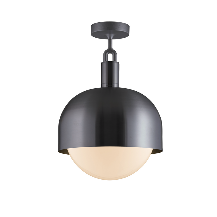 Forked Ceiling / Shade / Globe / Opal / Large / Gun Metal