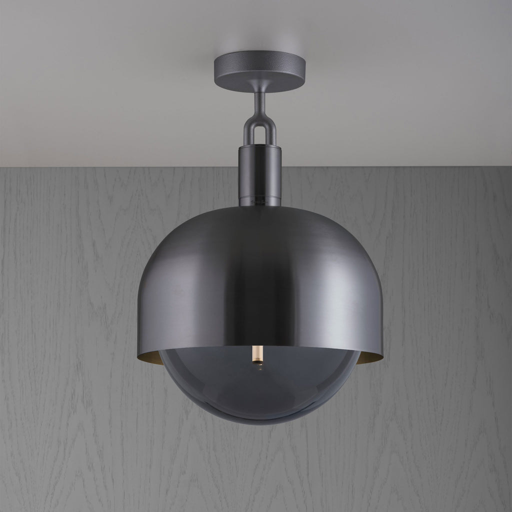 Forked Ceiling / Shade / Globe / Smoked / Large / Gun Metal
