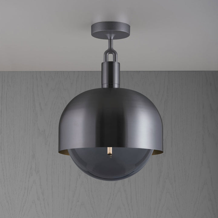 Forked Ceiling / Shade / Globe / Smoked / Large / Gun Metal