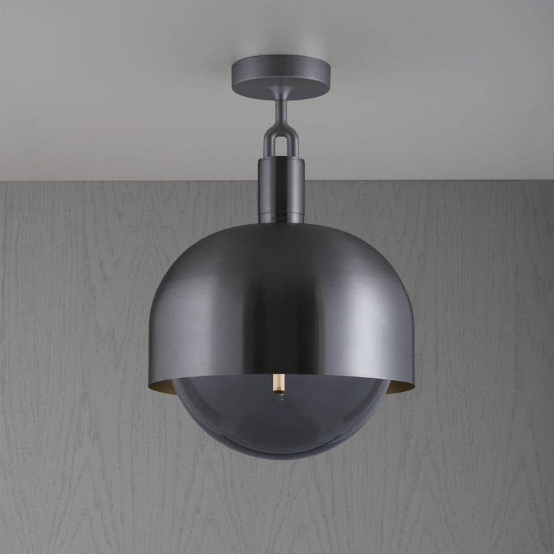 Forked Ceiling / Shade / Globe / Smoked / Large / Gun Metal