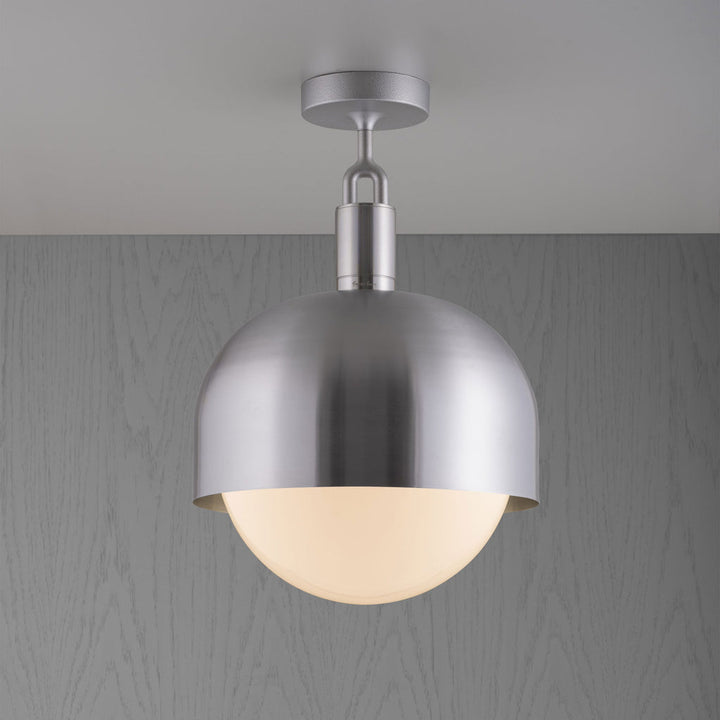 Forked Ceiling / Shade / Globe / Opal / Large / Steel