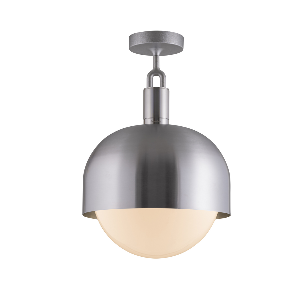 Forked Ceiling / Shade / Globe / Opal / Large / Steel