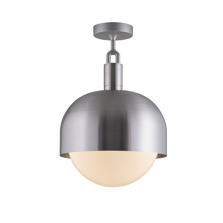 Forked Ceiling / Shade / Globe / Opal / Large / Steel