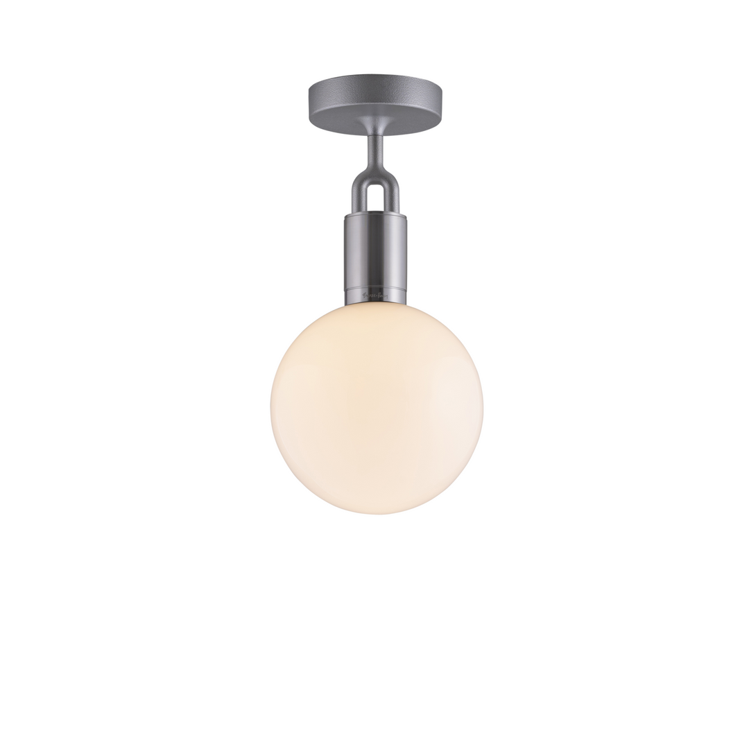 Forked Ceiling / Globe / Opal / Medium / Steel