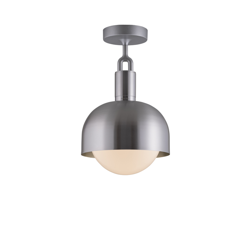 Forked Ceiling / Shade / Globe / Opal / Medium / Steel
