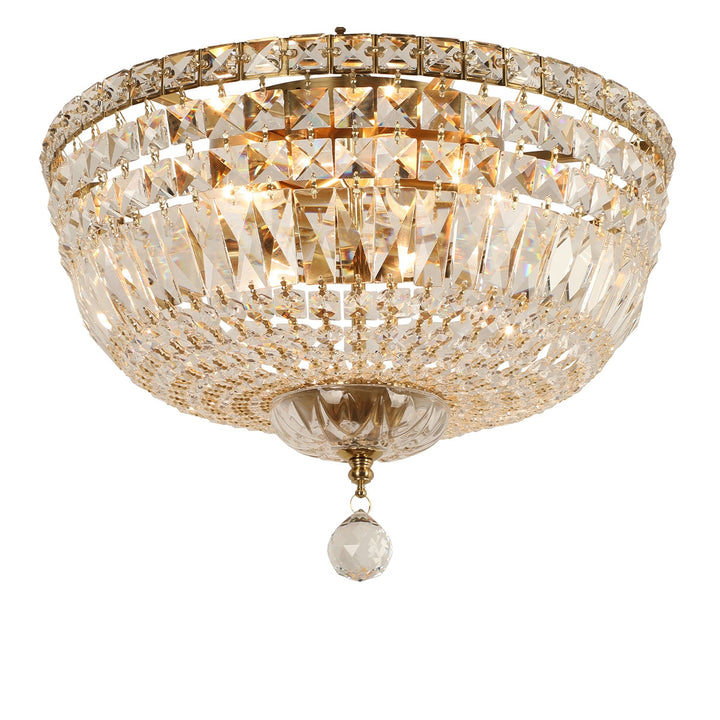 Classique Medium 40cm 5 Light Flush Chandelier Satin Brass