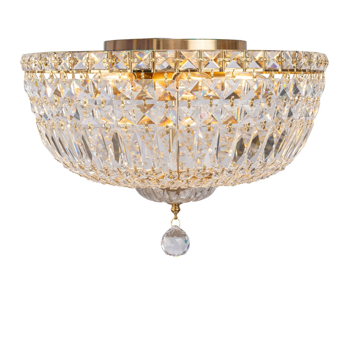 Classique Medium 40cm 5 Light Flush Chandelier Satin Brass