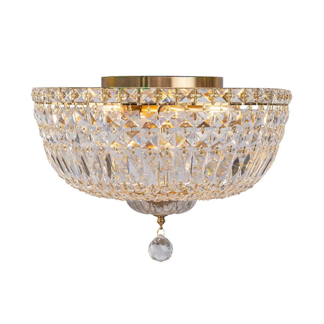 Classique Small 30cm 3 Light Flush Chandelier Satin Brass