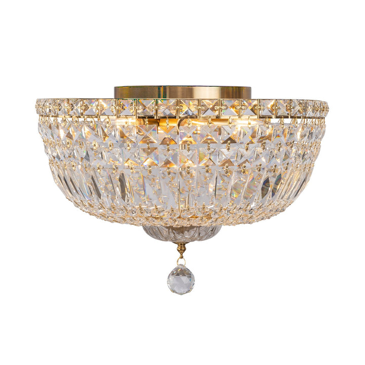 Classique Small 30cm 3 Light Flush Chandelier Satin Brass
