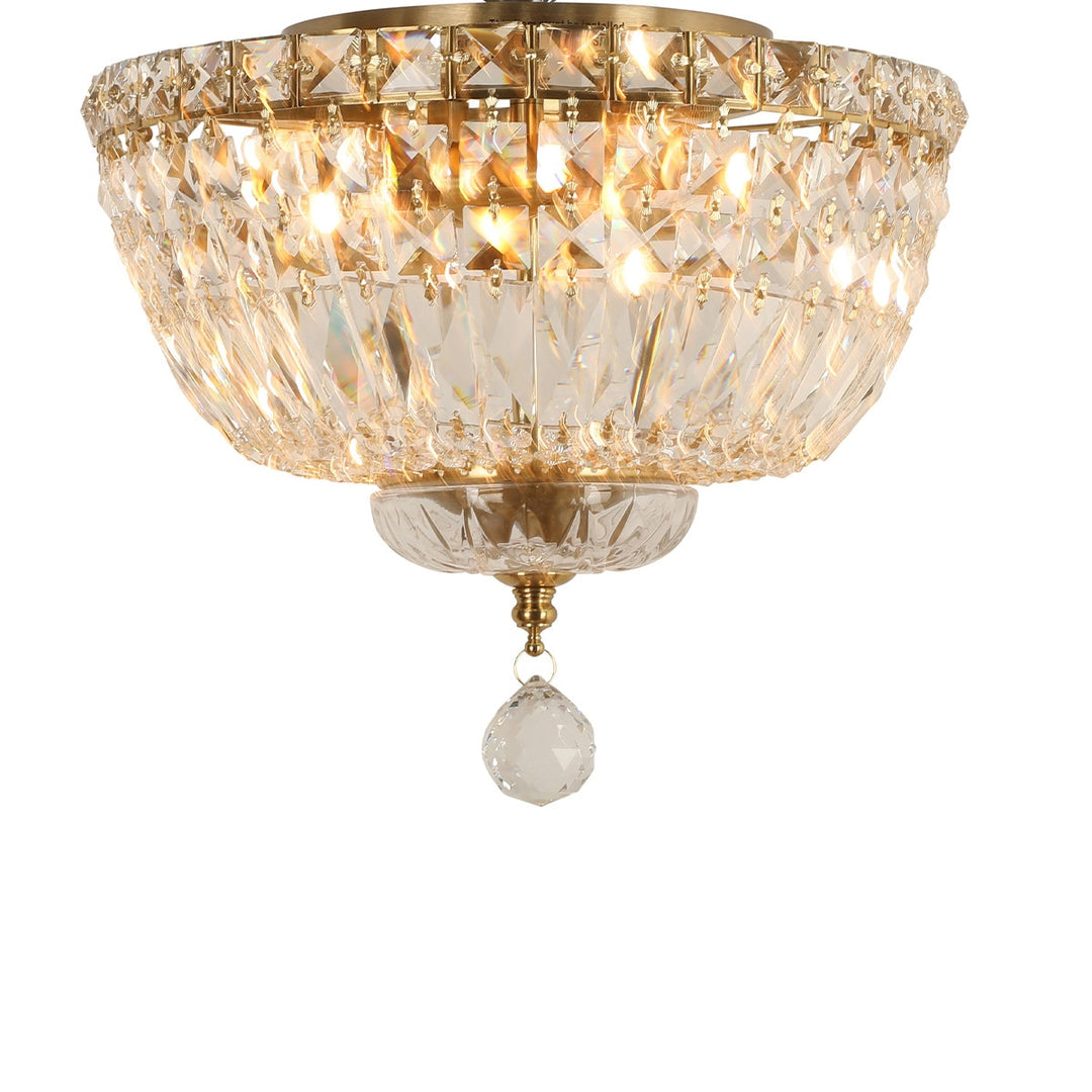 Classique Small 30cm 3 Light Flush Chandelier Satin Brass