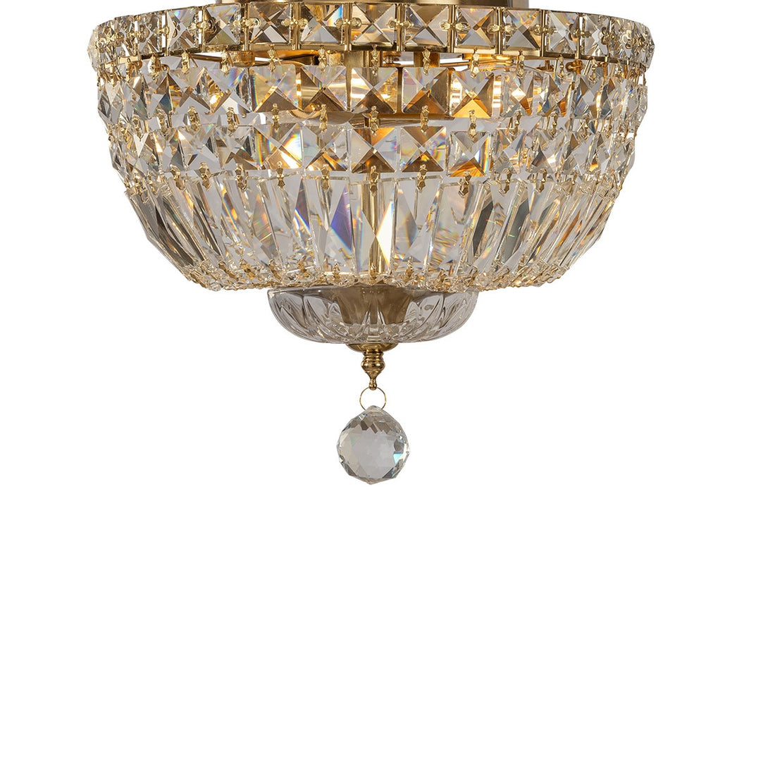 Classique Small 30cm 3 Light Flush Chandelier Satin Brass