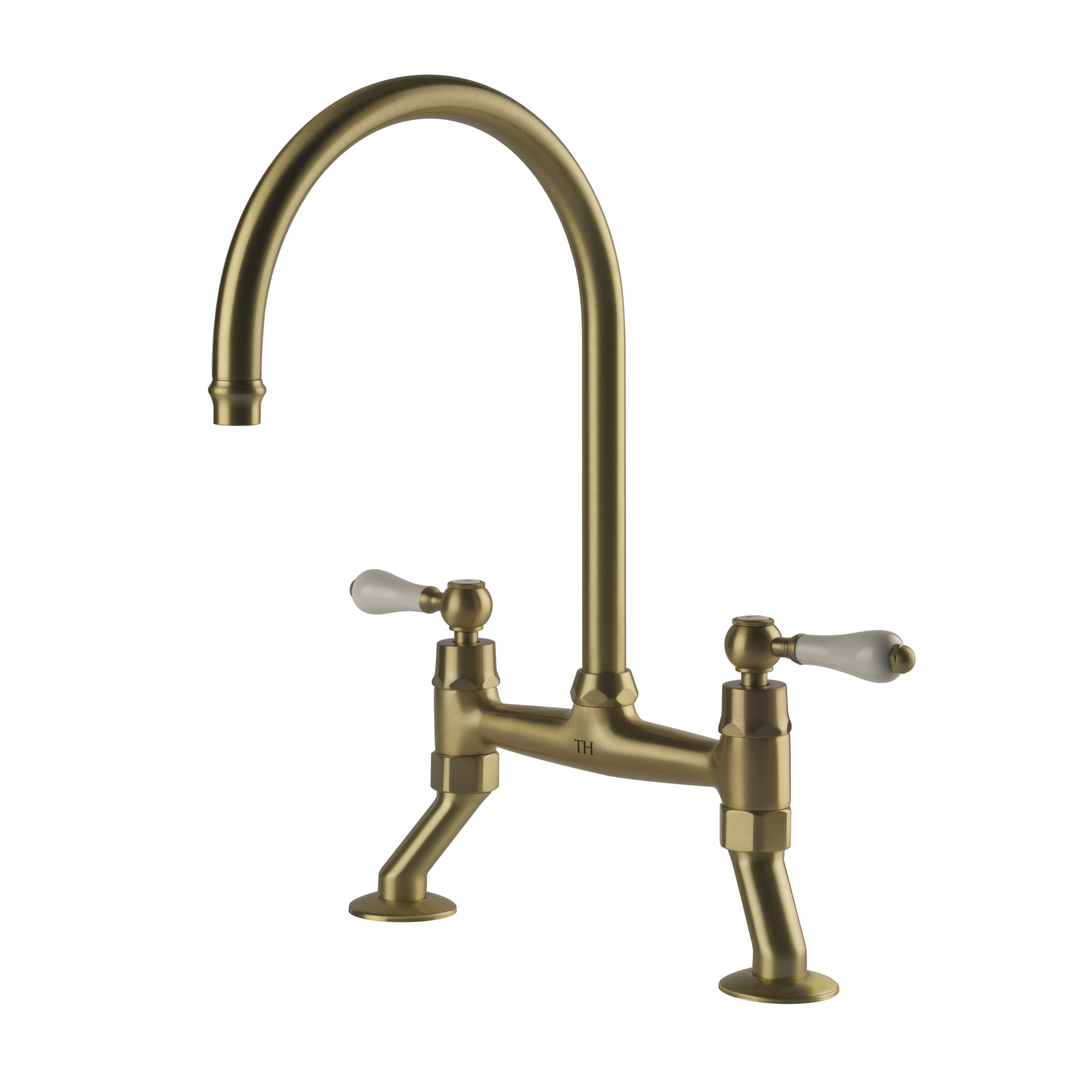 Ludlow Bridge Sink Mixer Brushed Brass