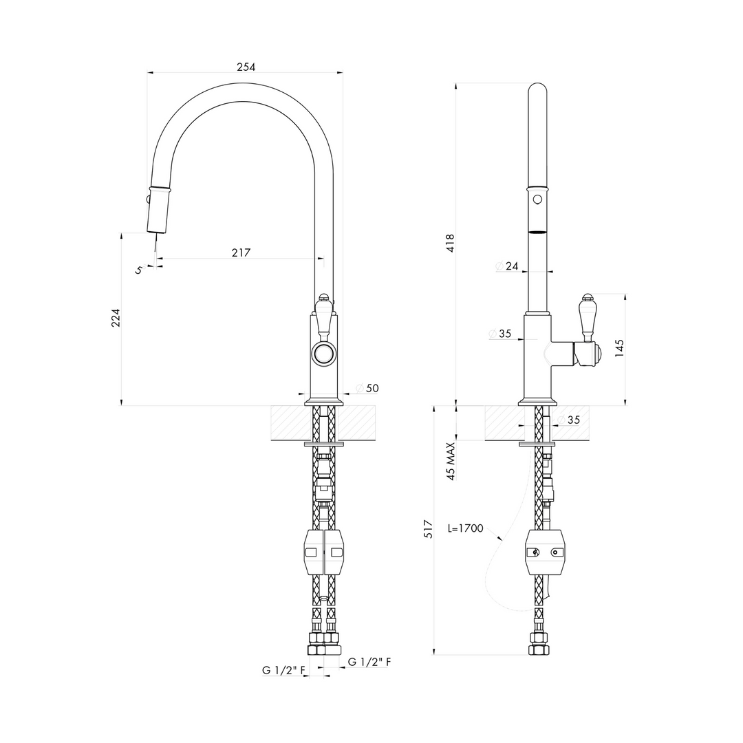 Ludlow Pull Out Sink Mixer Brushed Nickel