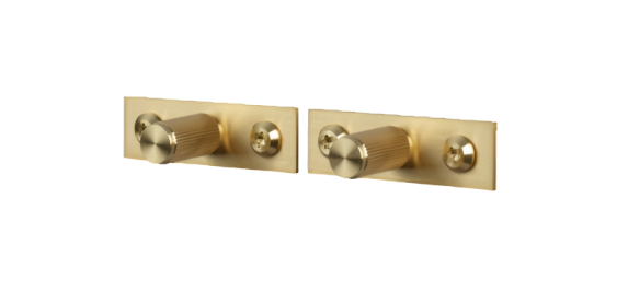 Furniture Knob / Plate / Linear / Brass - Pair