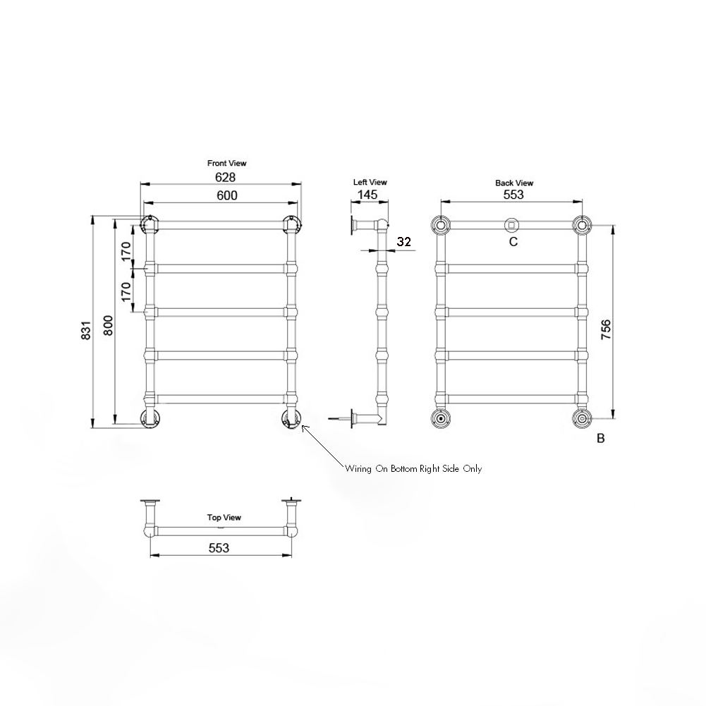 Mayer Heated Towel Rail Chrome