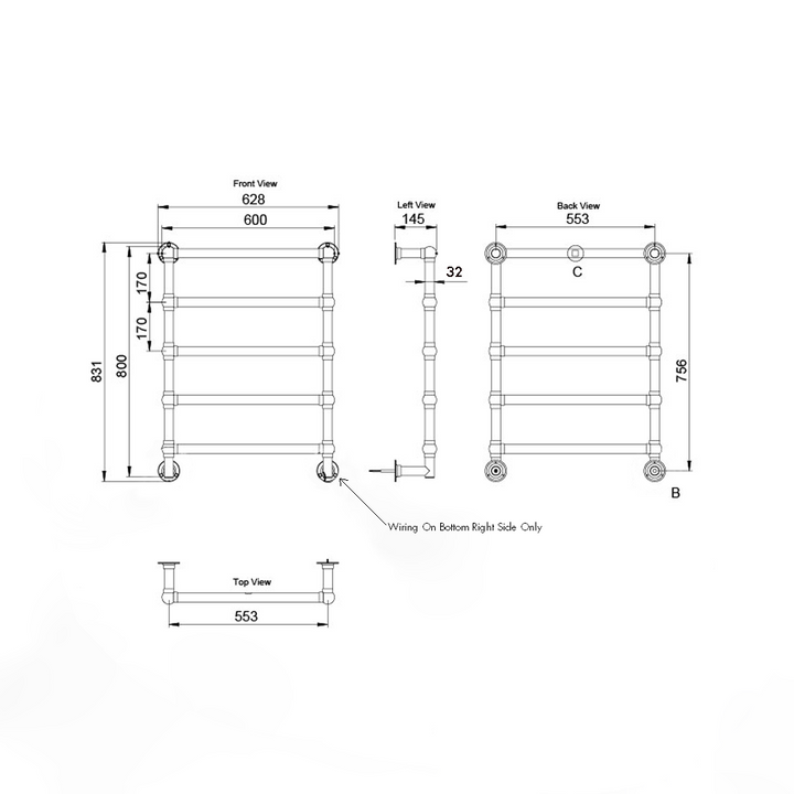 Mayer Heated Towel Rail Brushed Brass