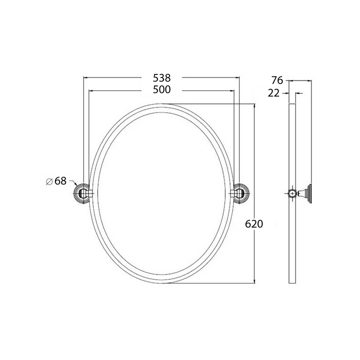 Mayer Pivot Oval Mirror Brushed Brass