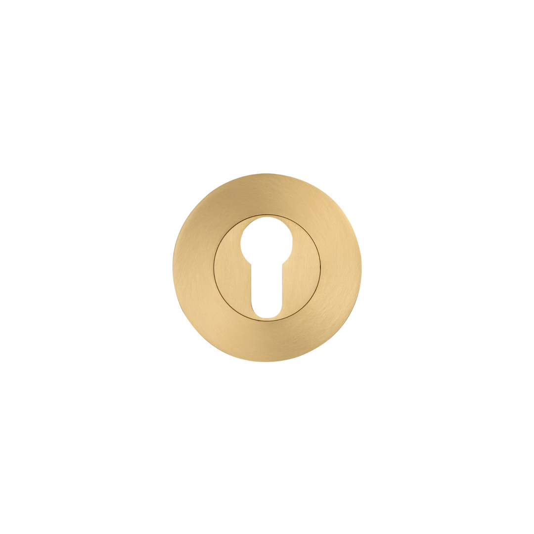 Euro Cylinder Escutcheon Set Brushed Satin Brass