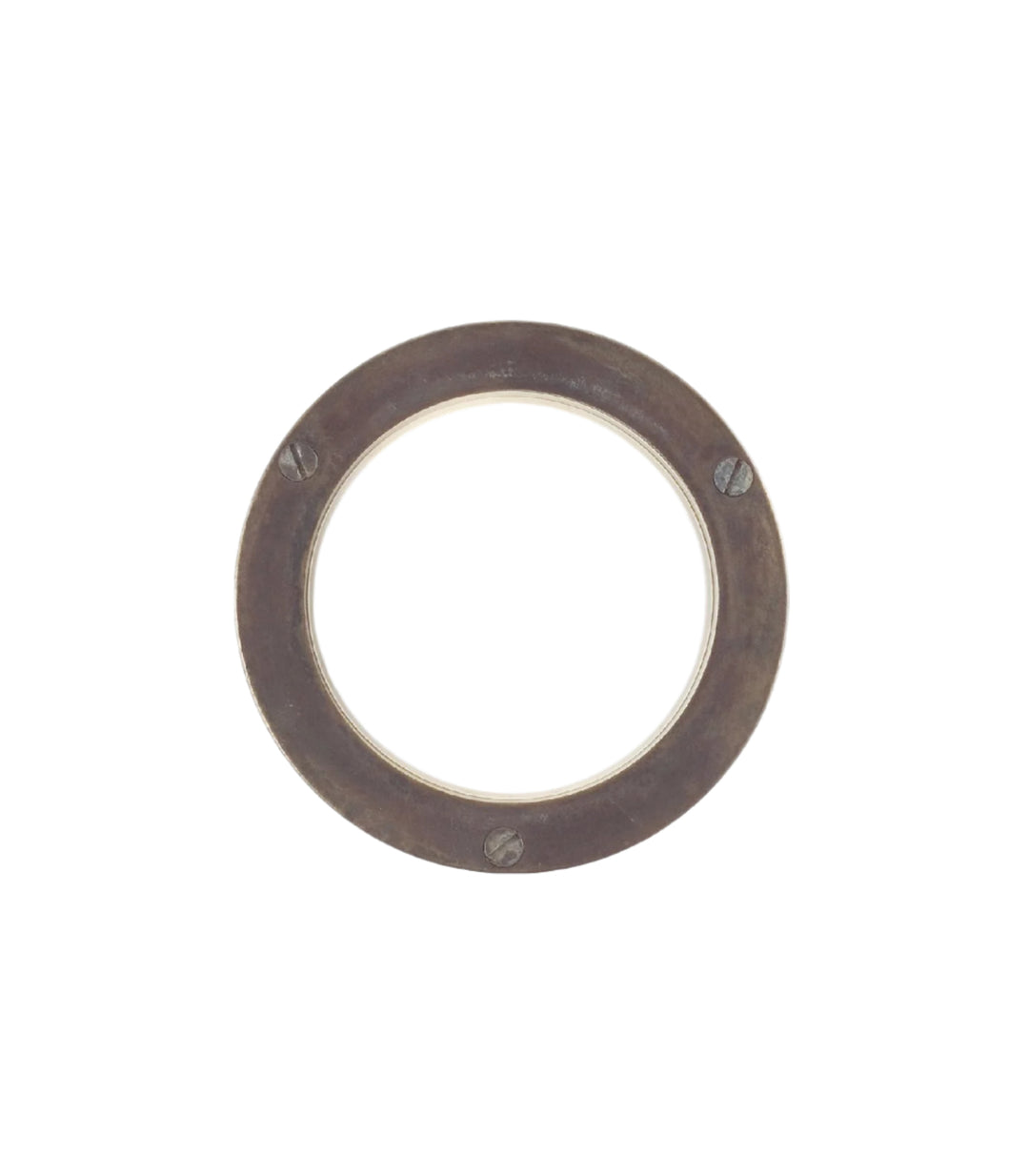 Round brass outdoor bunker light with white glass