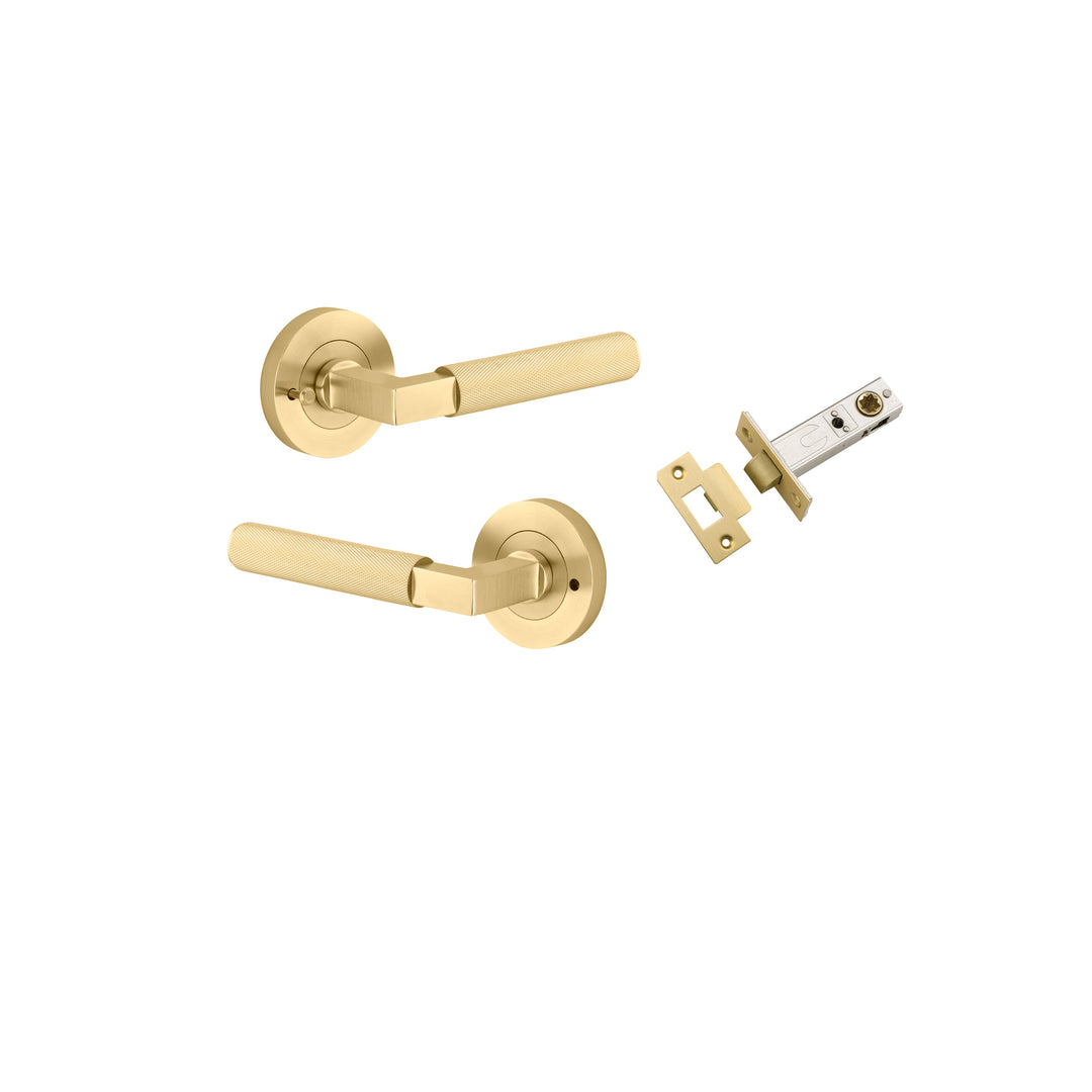 Brunswick Lever on Rose Brushed Gold PVD Inbuilt Privacy Kit