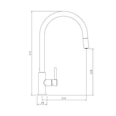 Naples Pull Out Sink Mixer Matte Black